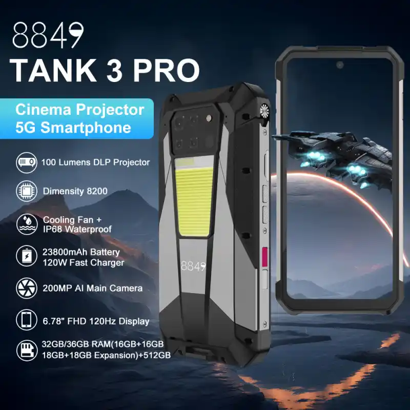 Unihertz 8849 Tank 3 pro Laser Projector Phone 5G  (32GB + 512GB)
