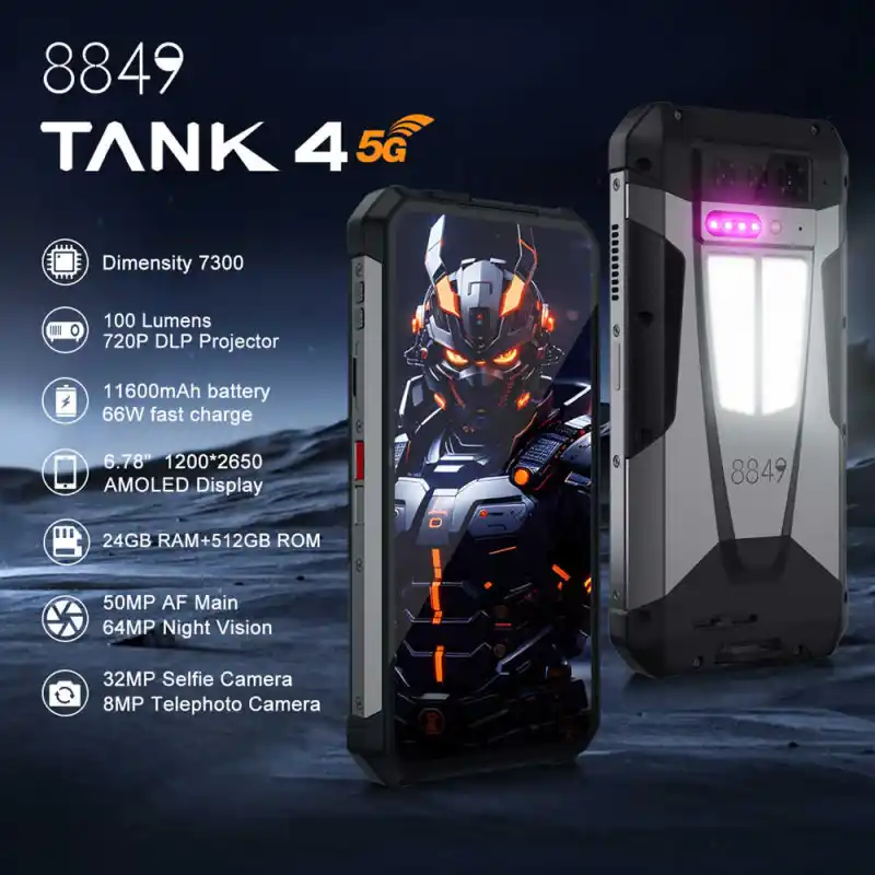 8849 Tank 4 Laser projector phone 720P 100 Lumen 24GB + 512GB