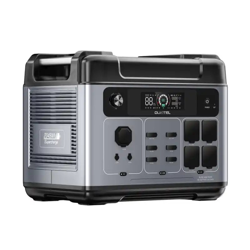 Oukitel P2001 Plus Portable Powerstation 2400W  Support 220v UPS Fast Charging Surge.