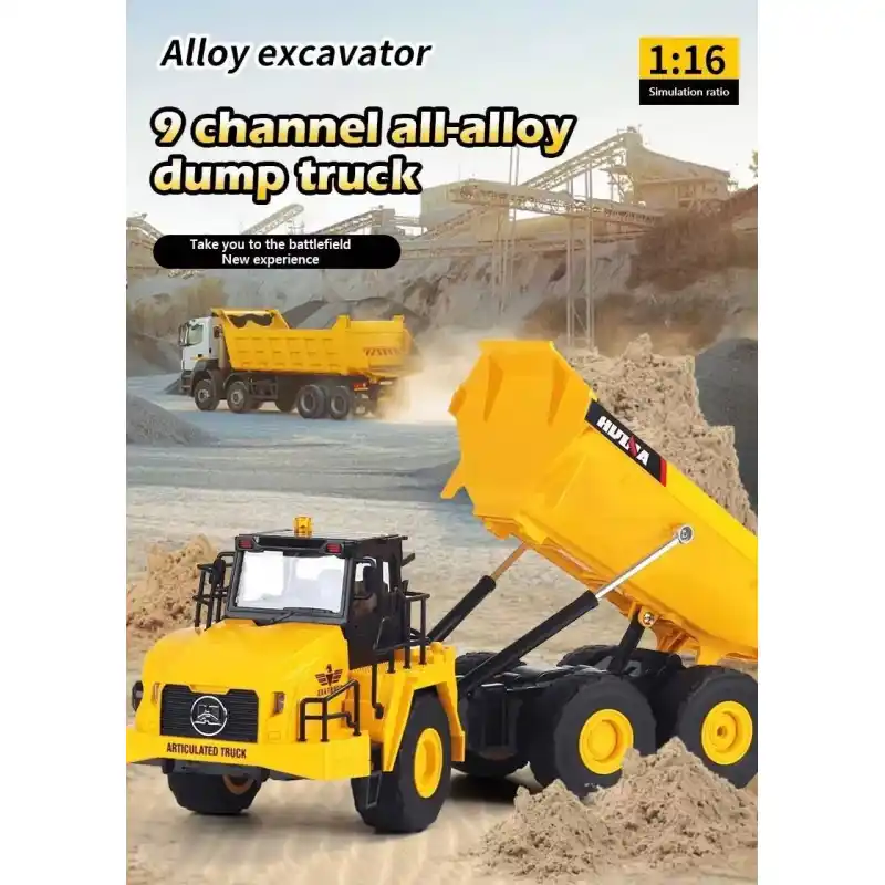 Huina 1553 Engineering Truck 1/16 11CH 2.4G Electric Sound and Light Alloy Metal Dumper RC