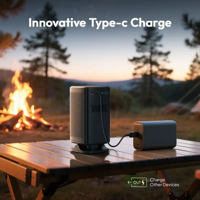 BYINTEK UFO P70X Mini Projector 10000mAh Upgraded Battery Powered Portable Projector 3D 4K Camping Use Pocket Projector