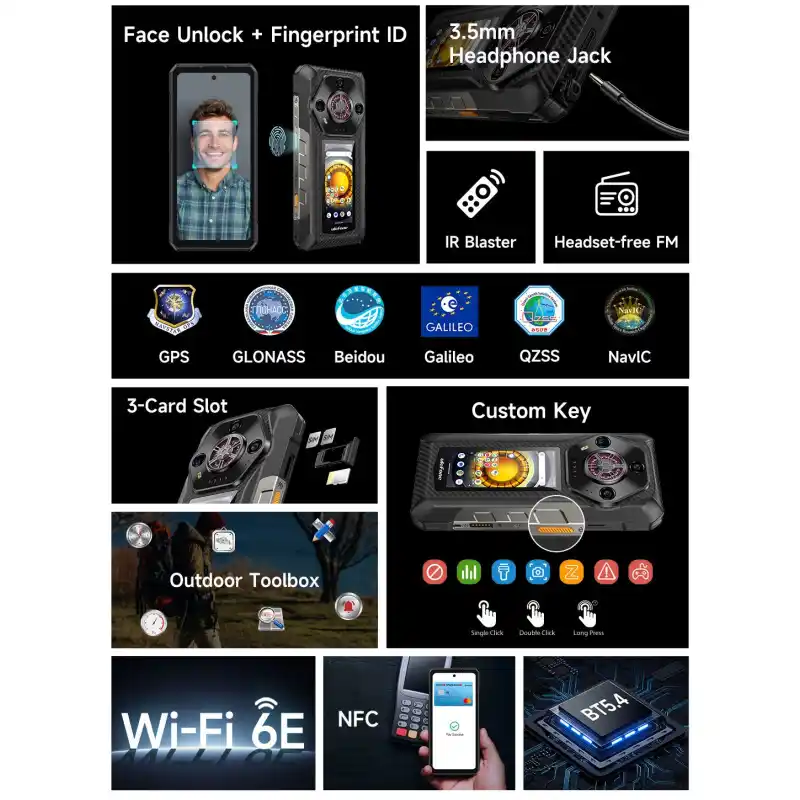 Ulefone Armor 30 Pro 16GB+512GB Dual Screen 6.95 Inch Night Vision Android 14 Rugged Smart Phone