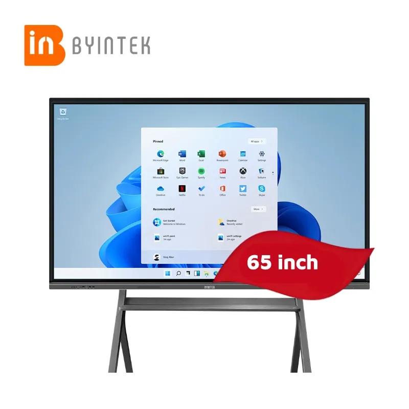 BYINTEK LCD Board Smart 4K 65 Inches Smart Board Education Touch Screen Smart Whiteboard Interactive Board for School/College