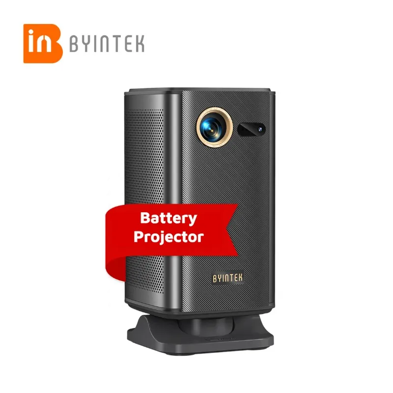BYINTEK UFO P70X Mini Projector 10000mAh Upgraded Battery Powered Portable Projector 3D 4K Camping Use Pocket Projector
