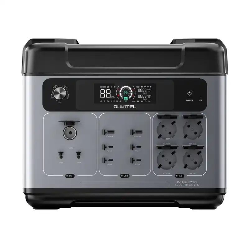Oukitel P2001 Plus Portable Powerstation 2400W Support 220v UPS Fast Charging Surge.