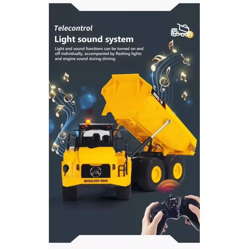 Huina 1553 Engineering Truck 1/16 11CH 2.4G Electric Sound and Light Alloy Metal Dumper RC