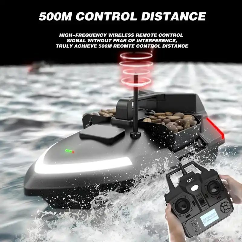 Flytec V020 Bait Boat GPS Fishing Bait Boat 500M With 3 Bait Tanks Fish Finder 2KG Loading Automatic Cruise/Return Fishing Boat