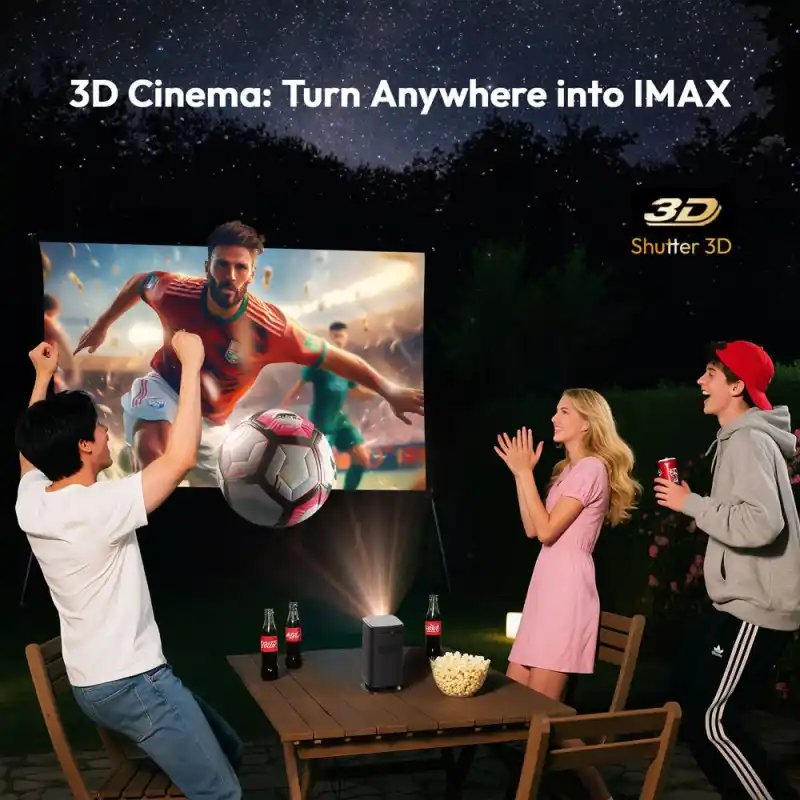 BYINTEK UFO P70X Mini Projector 10000mAh Upgraded Battery Powered Portable Projector 3D 4K Camping Use Pocket Projector