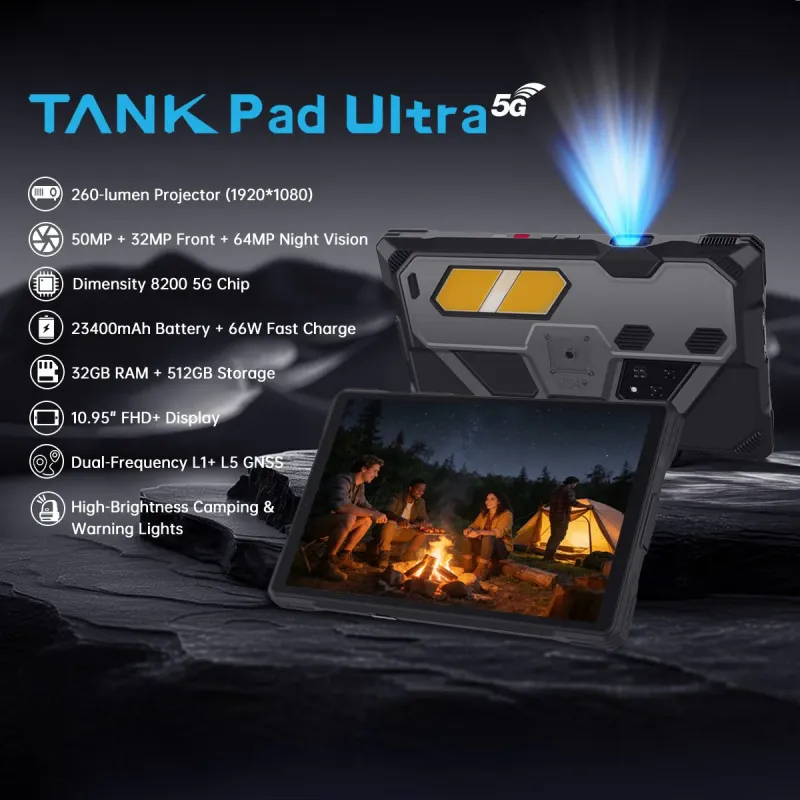 Unihertz 8849 Tank Pad Ultra 5G Rugged Projector Tablet