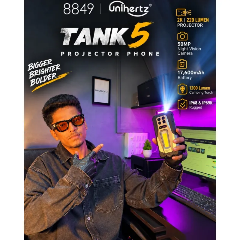 Unihertz 8849 Tank 5 2K projector phone with AMOLED Display Available in India